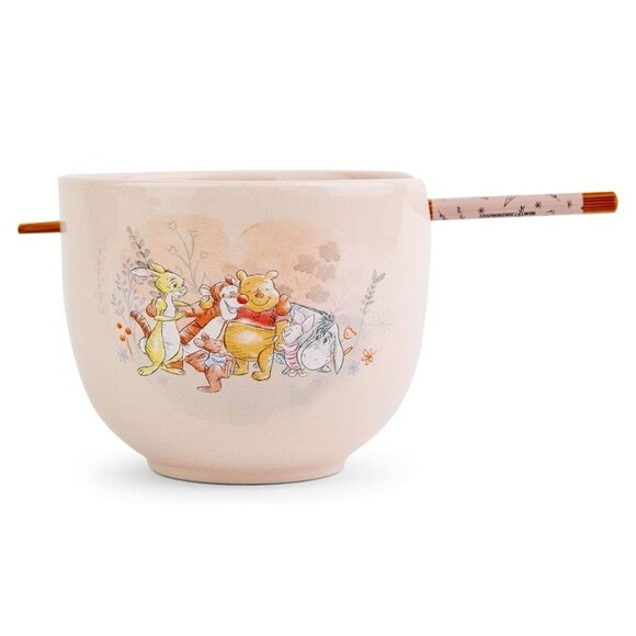 Disney Winnie The Pooh Ceramic Bowl With Chopsticks - Picture 3 of 7